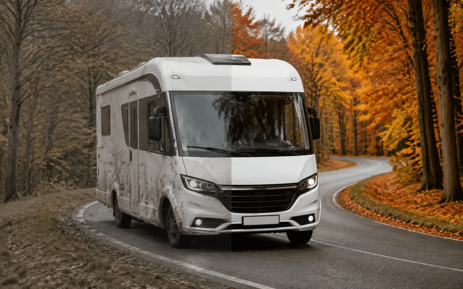 Frisch gewaschenes Wohnmobil